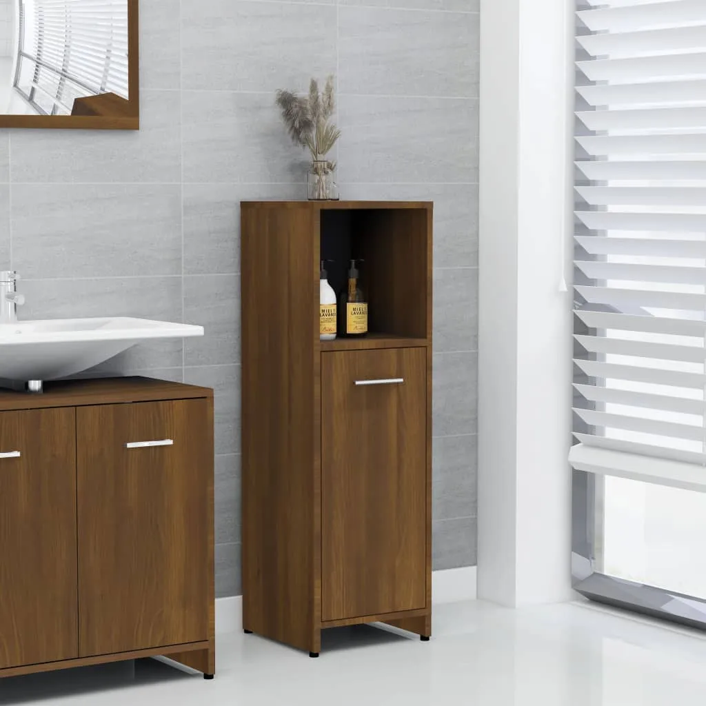 vidaXL Armadietto Bagno Rovere Marrone 30x30x95cm in Legno Multistrato