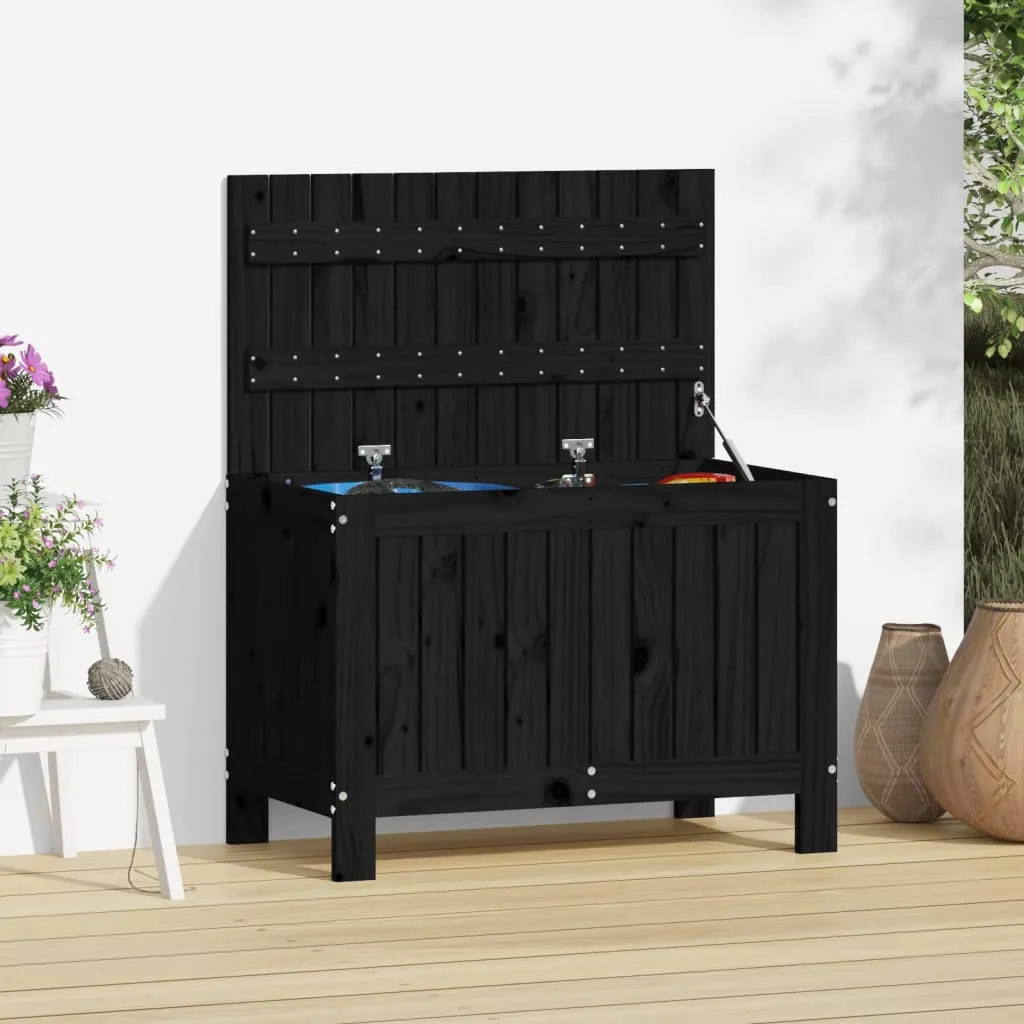 vidaXL Contenitore da Giardino Nero 76x42,5x54 cm Legno Massello Pino