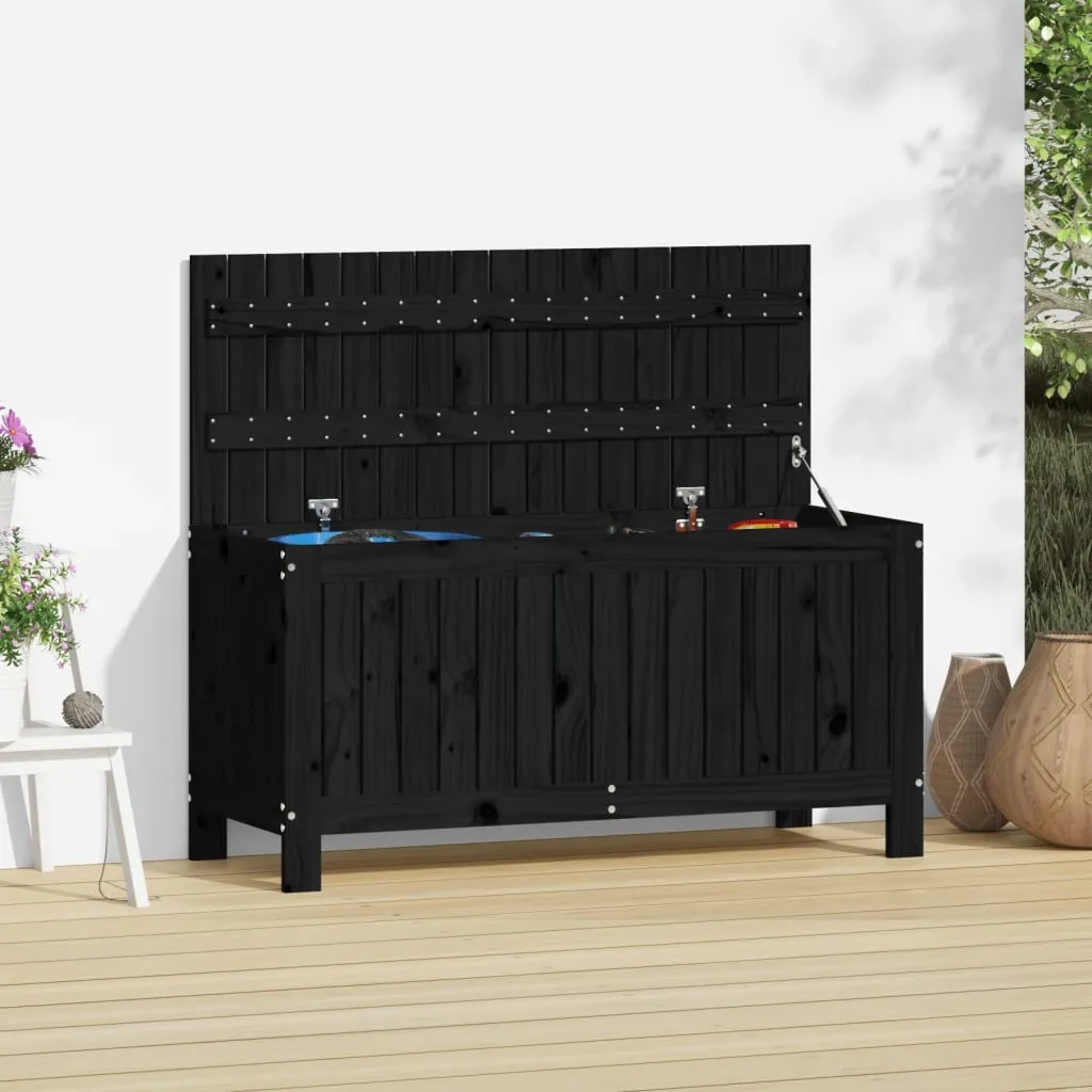 vidaXL Contenitore da Giardino Nero 108x42,5x54cm Legno Massello Pino