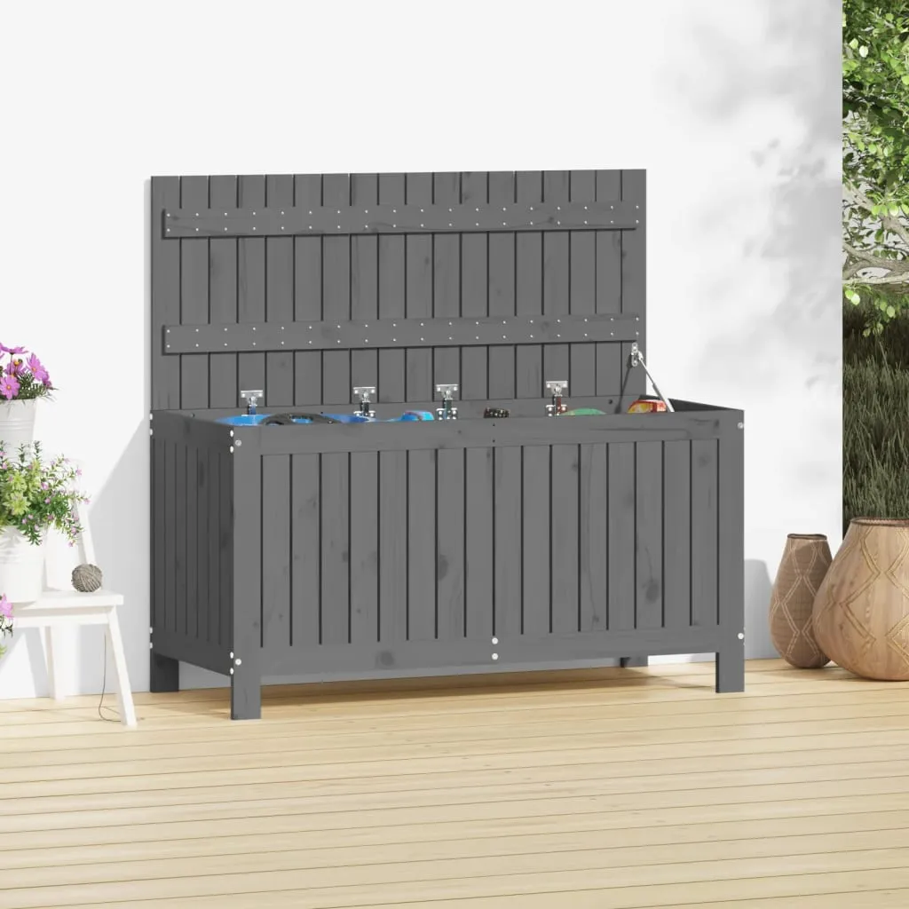 vidaXL Contenitore da Giardino Grigio 115x49x60 cm Legno Massello Pino