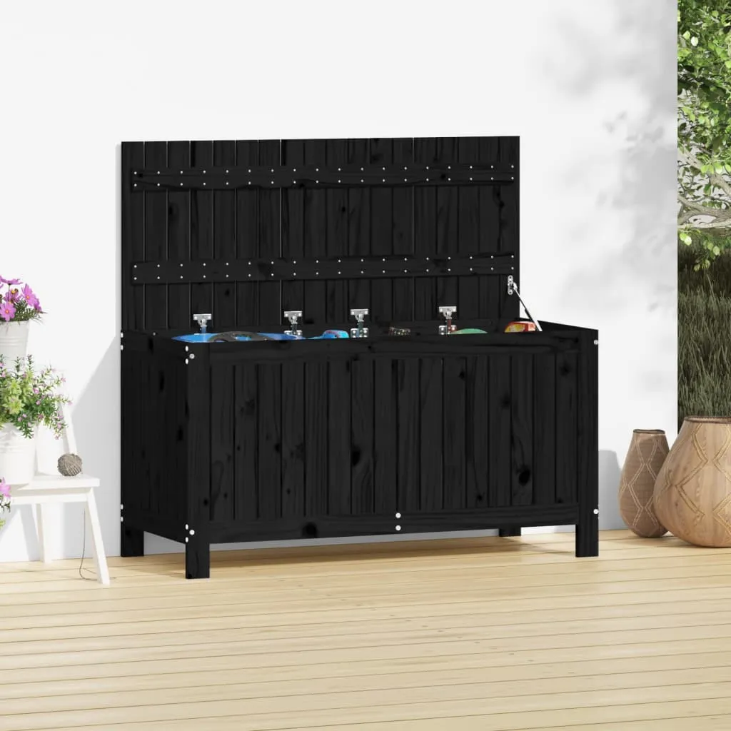 vidaXL Contenitore da Giardino Nero 115x49x60cm Legno Massello di Pino