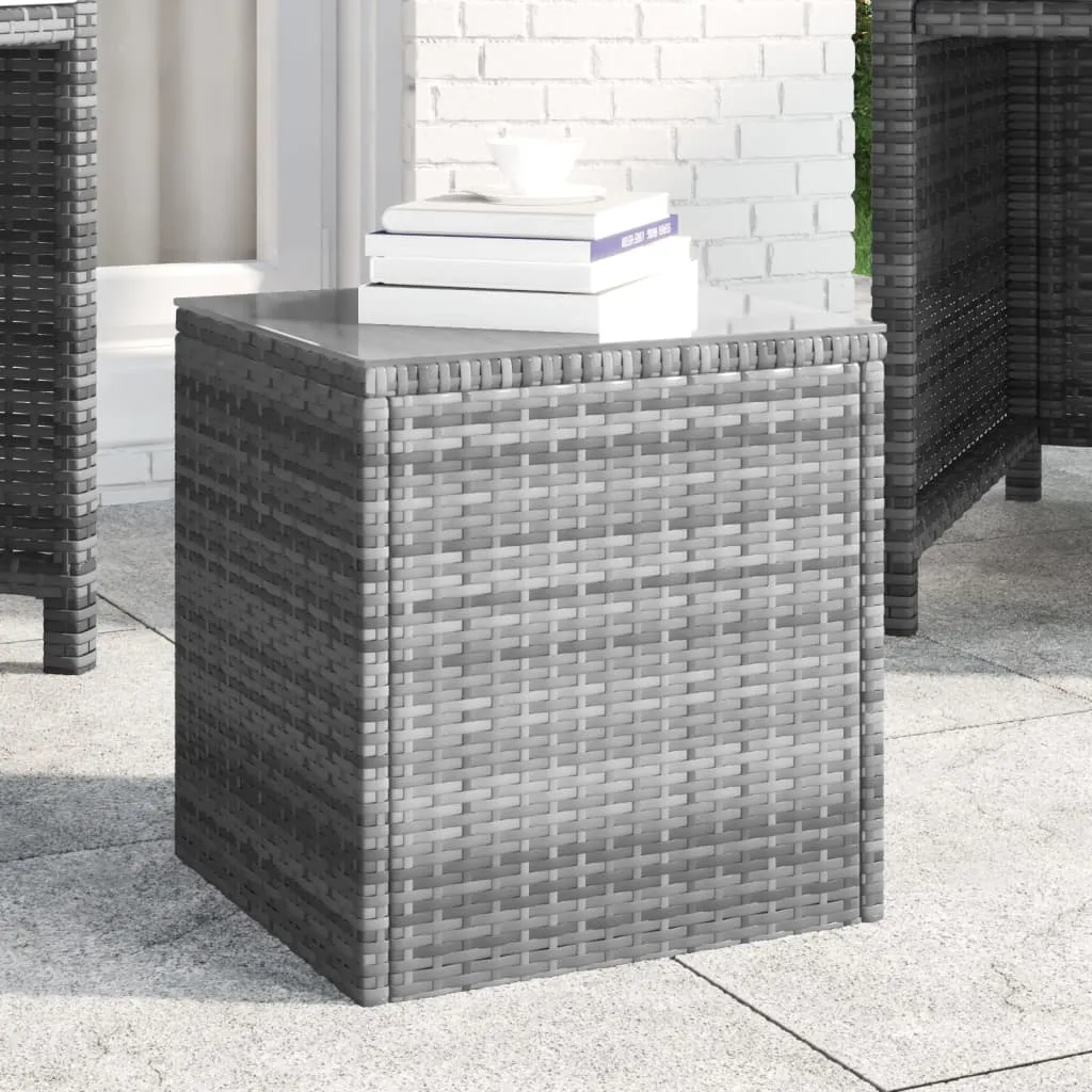 vidaXL Tavolino Grigio 40x37x40,5 cm Polyrattan e Vetro Temperato