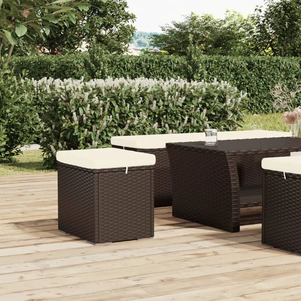 vidaXL Ottomana con Cuscino Marrone 40x30x40 cm in Polyrattan