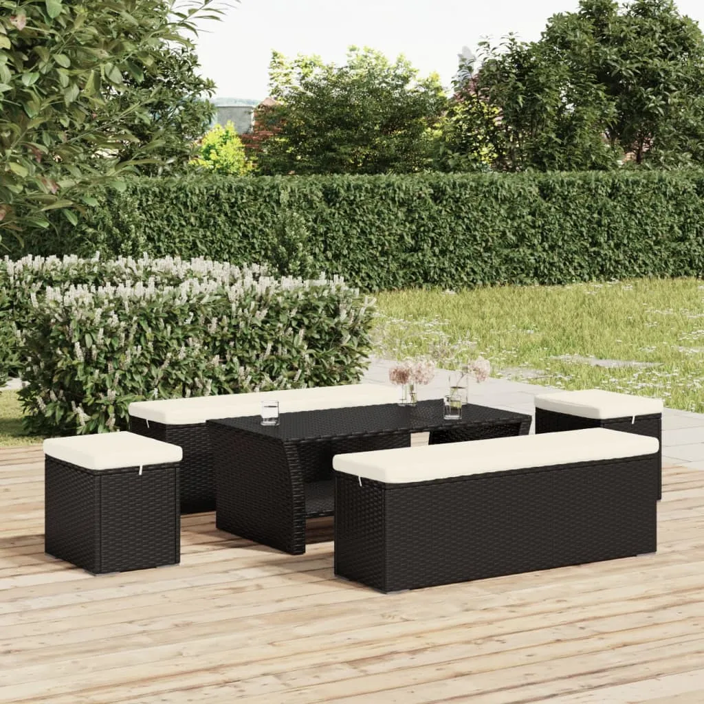 vidaXL Ottomane con Cuscini 2pz Nero 40x30x40 cm in Polyrattan