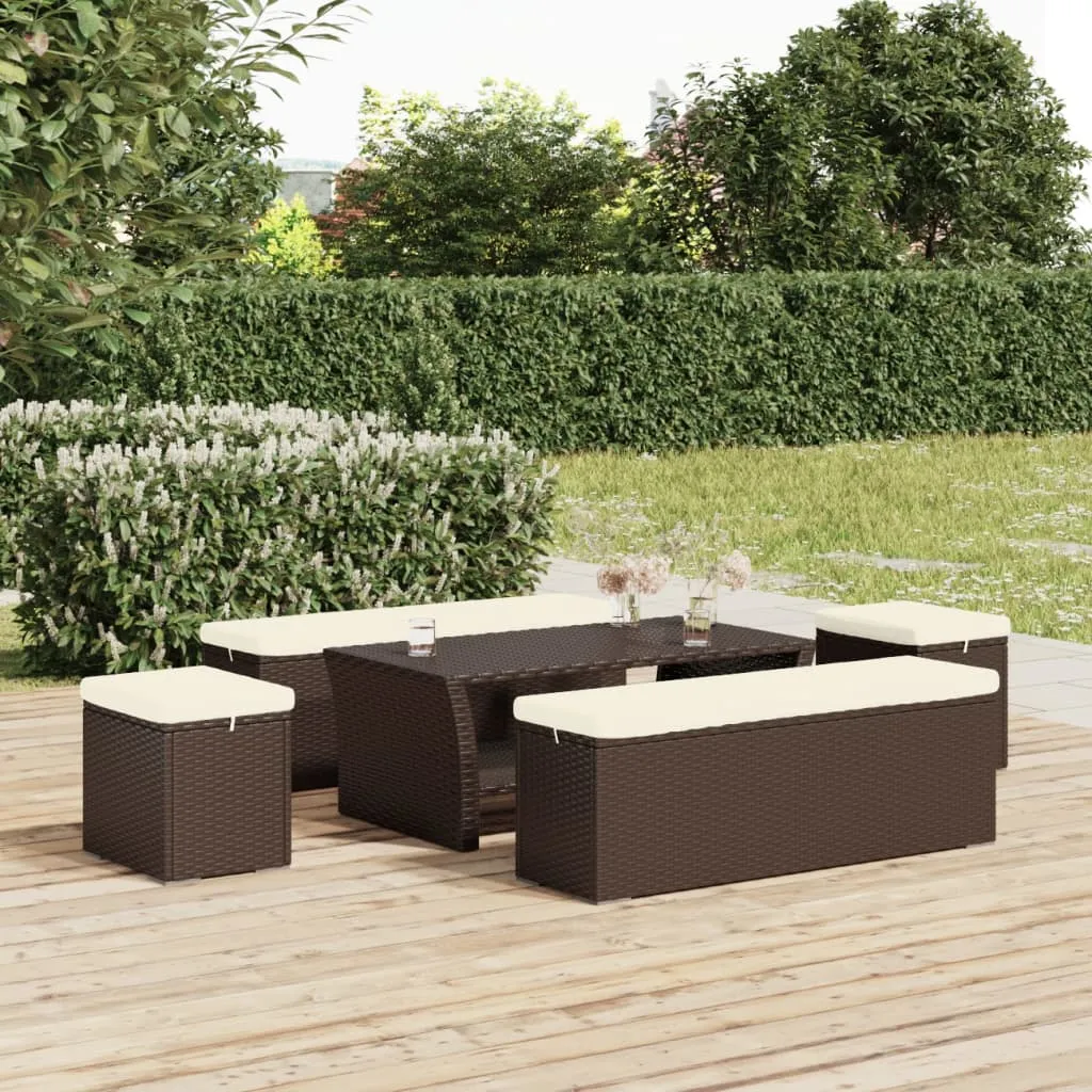 vidaXL Ottomane con Cuscini 2pz Marrone 40x30x40 cm in Polyrattan