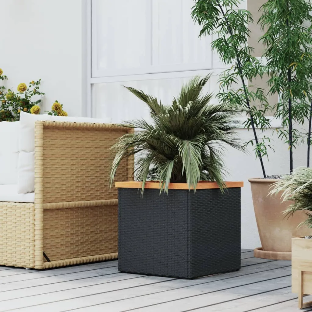 vidaXL Fioriera Nera 40x40x40 cm in Polyrattan