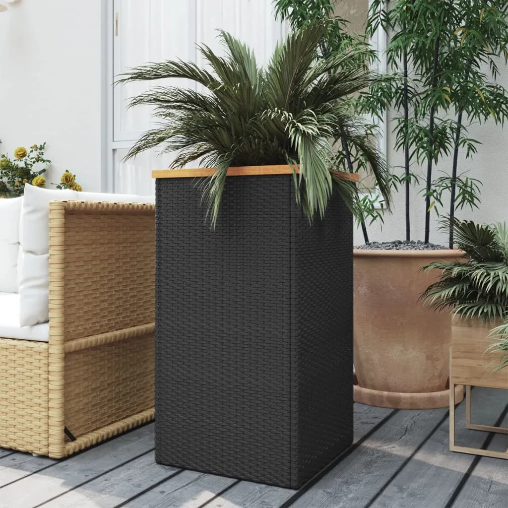 vidaXL Fioriera Nera 40x40x80 cm in Polyrattan