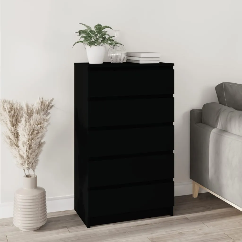 vidaXL Cassettiera Nera 60x36x103 cm in Legno Multistrato