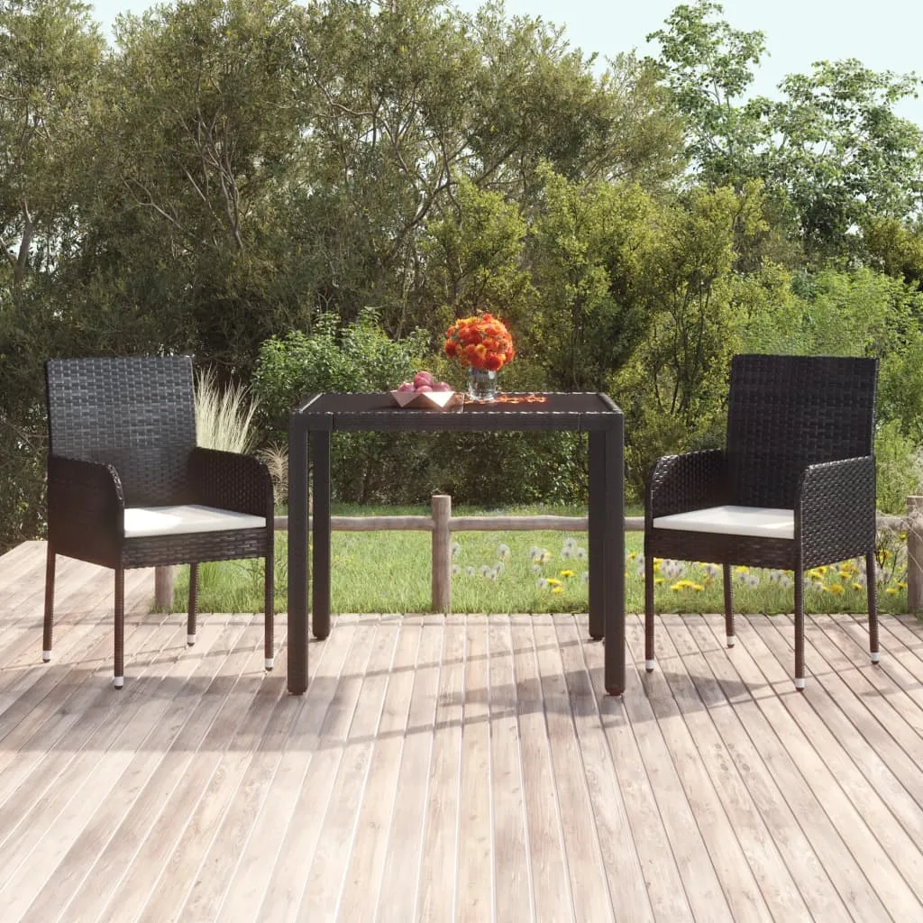 vidaXL Sedie da Giardino con Cuscini 2 pz in Polyrattan Nere