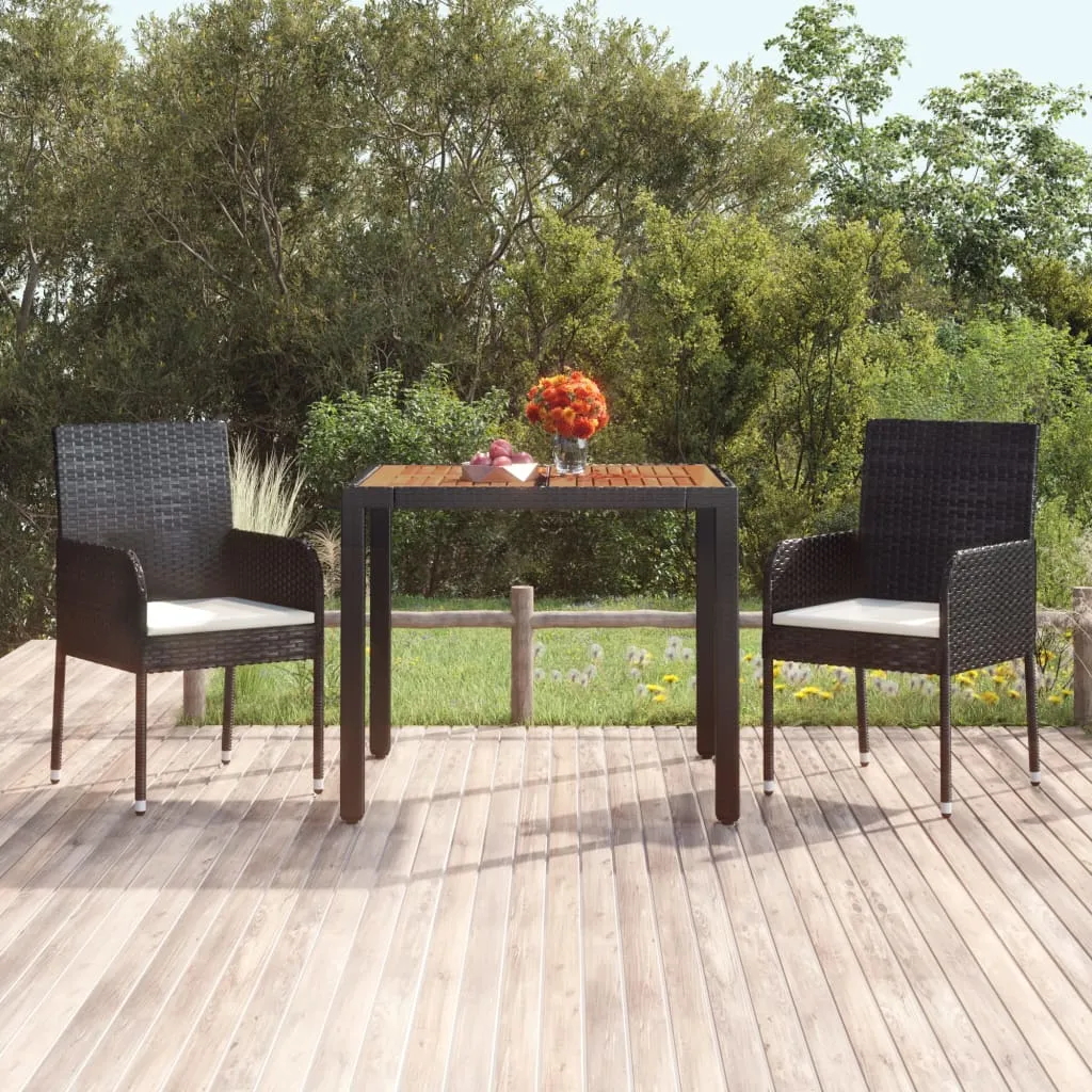 vidaXL Tavolo da Giardino Piano in Legno Nero 90x90x75 cm Polyrattan