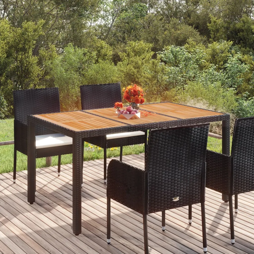 vidaXL Tavolo da Giardino Piano in Legno Nero 150x90x75 cm Polyrattan