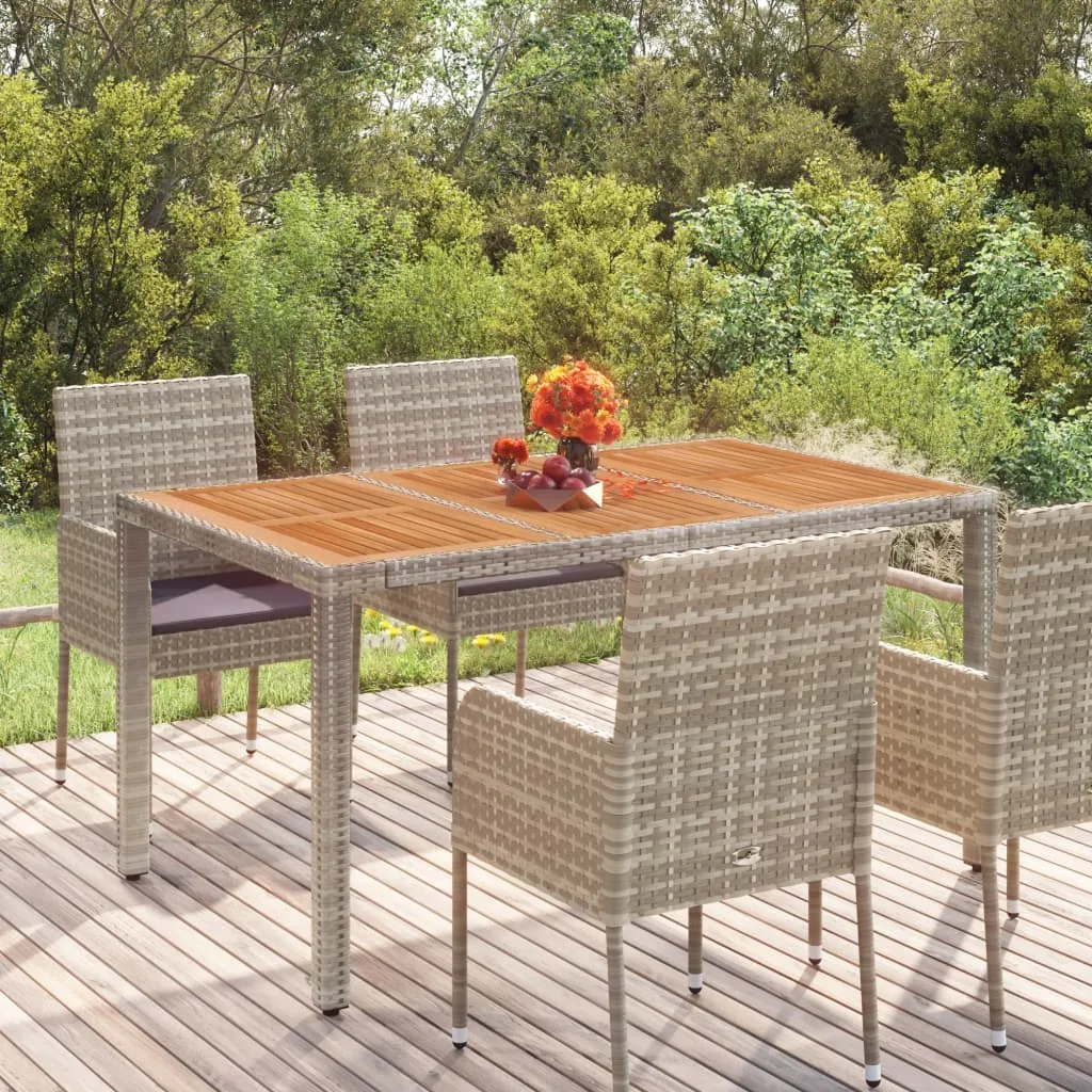 vidaXL Tavolo da Giardino Piano in Legno Grigio 150x90x75cm Polyrattan