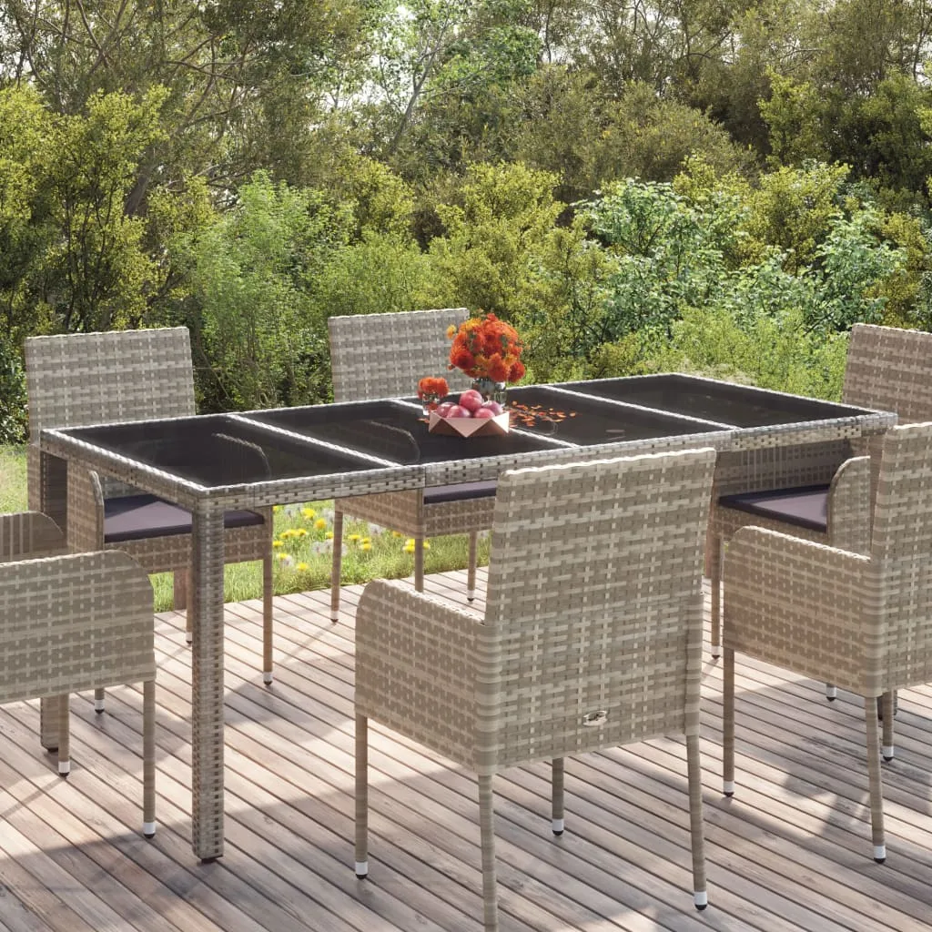 vidaXL Tavolo da Giardino Piano in Vetro Grigio 190x90x75cm Polyrattan