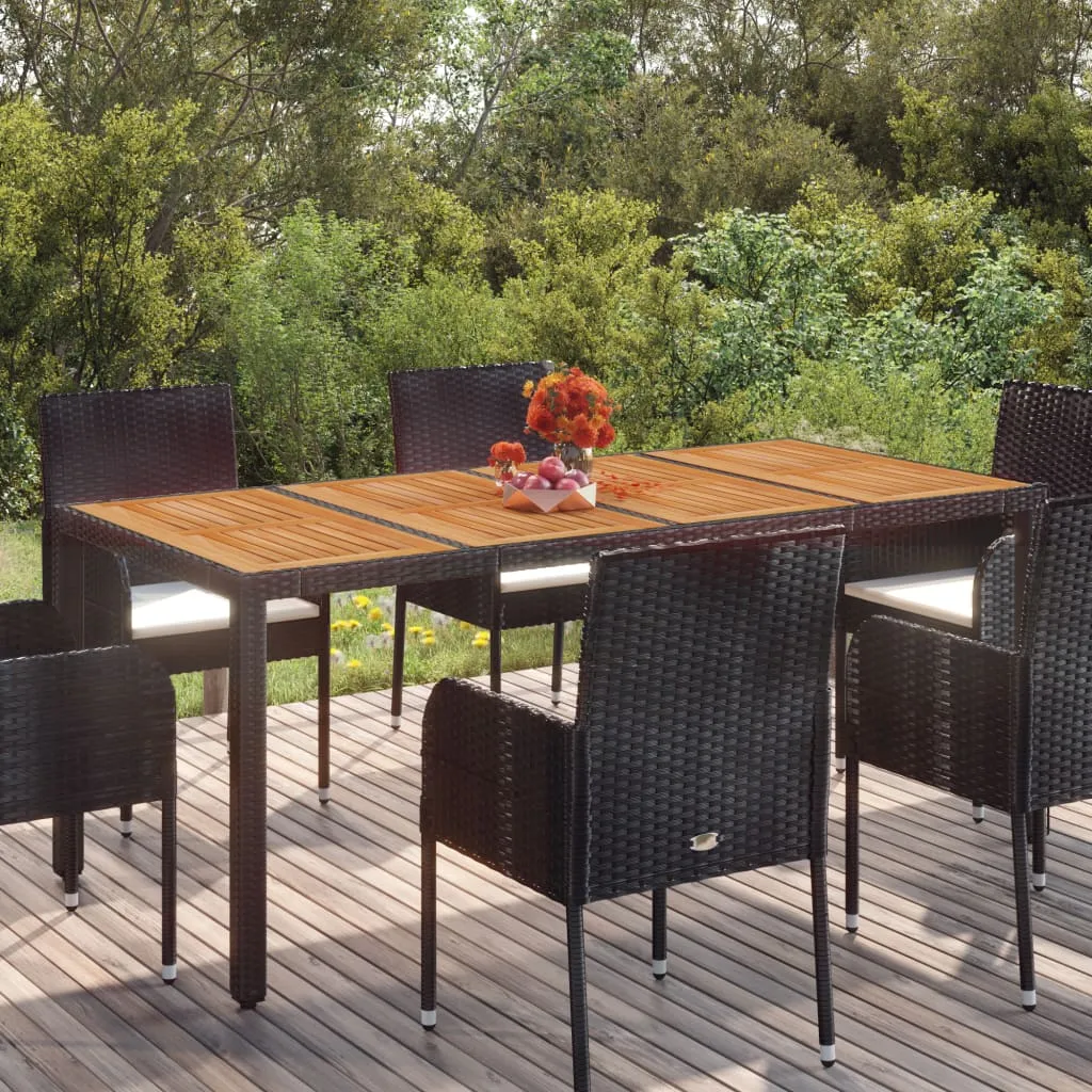 vidaXL Tavolo da Giardino Piano in Legno Nero 190x90x75 cm Polyrattan