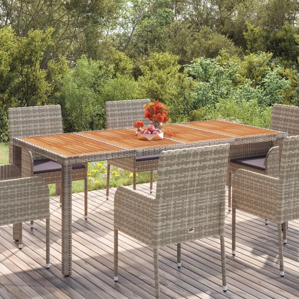 vidaXL Tavolo da Giardino Piano in Legno Grigio 190x90x75cm Polyrattan