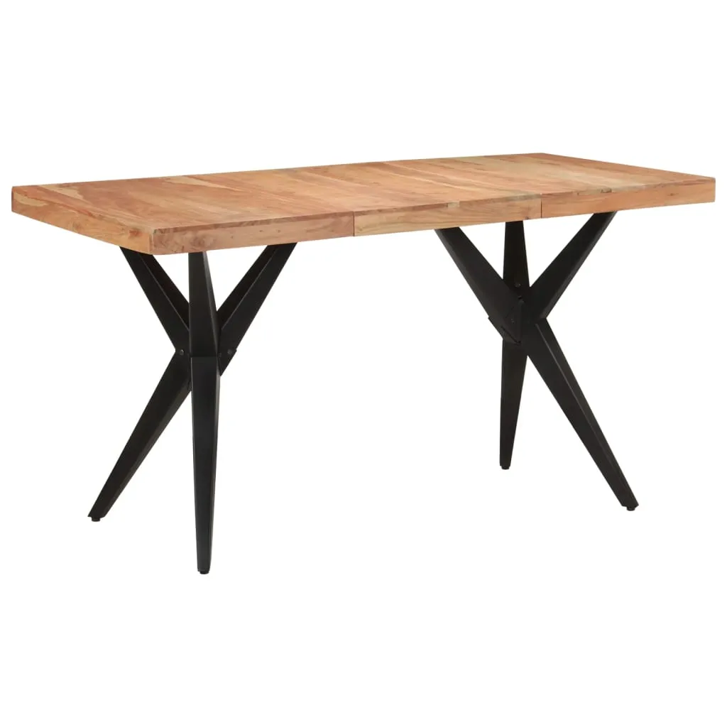 vidaXL Tavolo da Pranzo Nero 140x70x76 cm in Legno Massello di Acacia