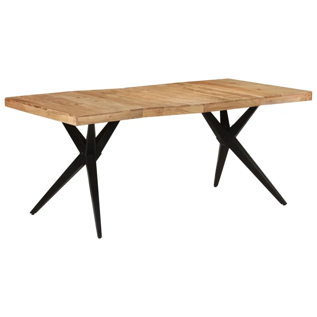 vidaXL Tavolo da Pranzo Nero 180x90x77 cm in Legno Massello d'Acacia