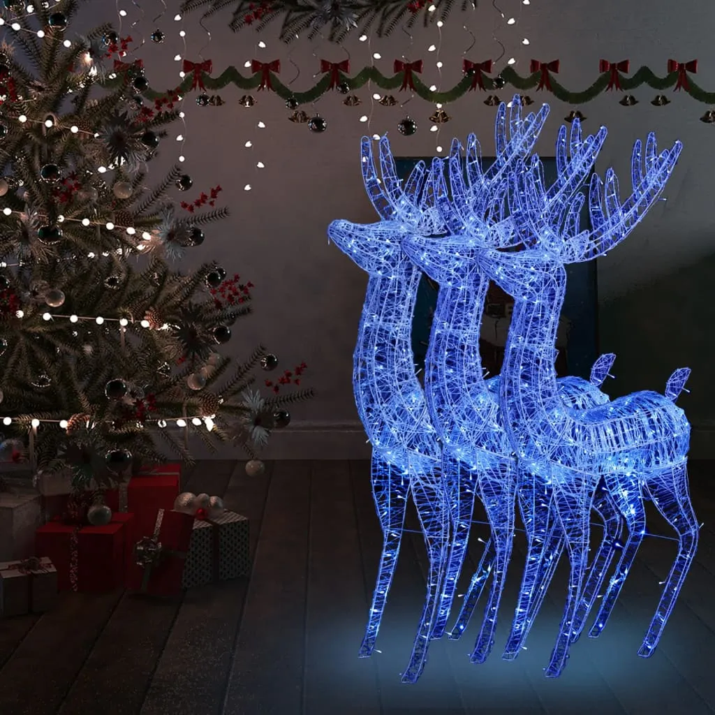 vidaXL Renne di Natale XXL in Acrilico 250 LED 3 pz 180 cm Blu