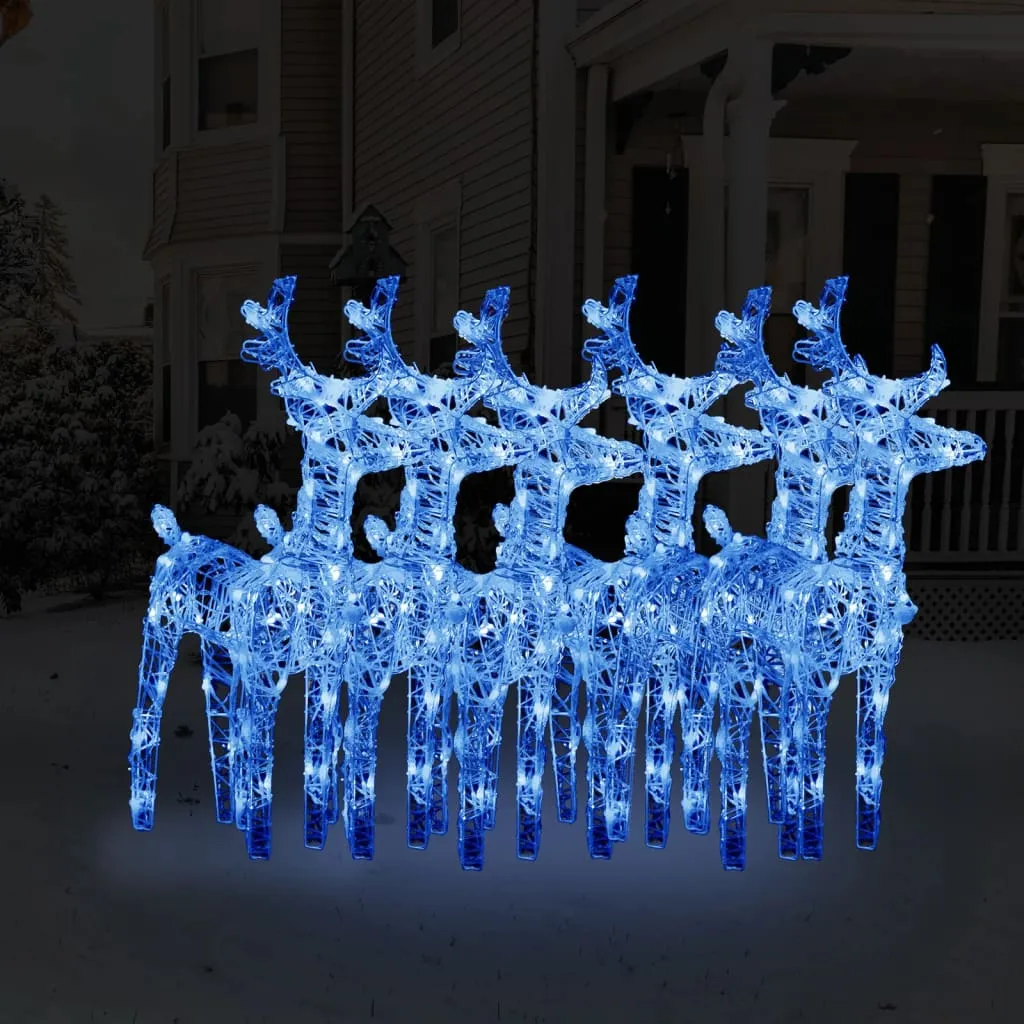 vidaXL Renne di Natale 6 pz Blu 240 LED in Acrilico