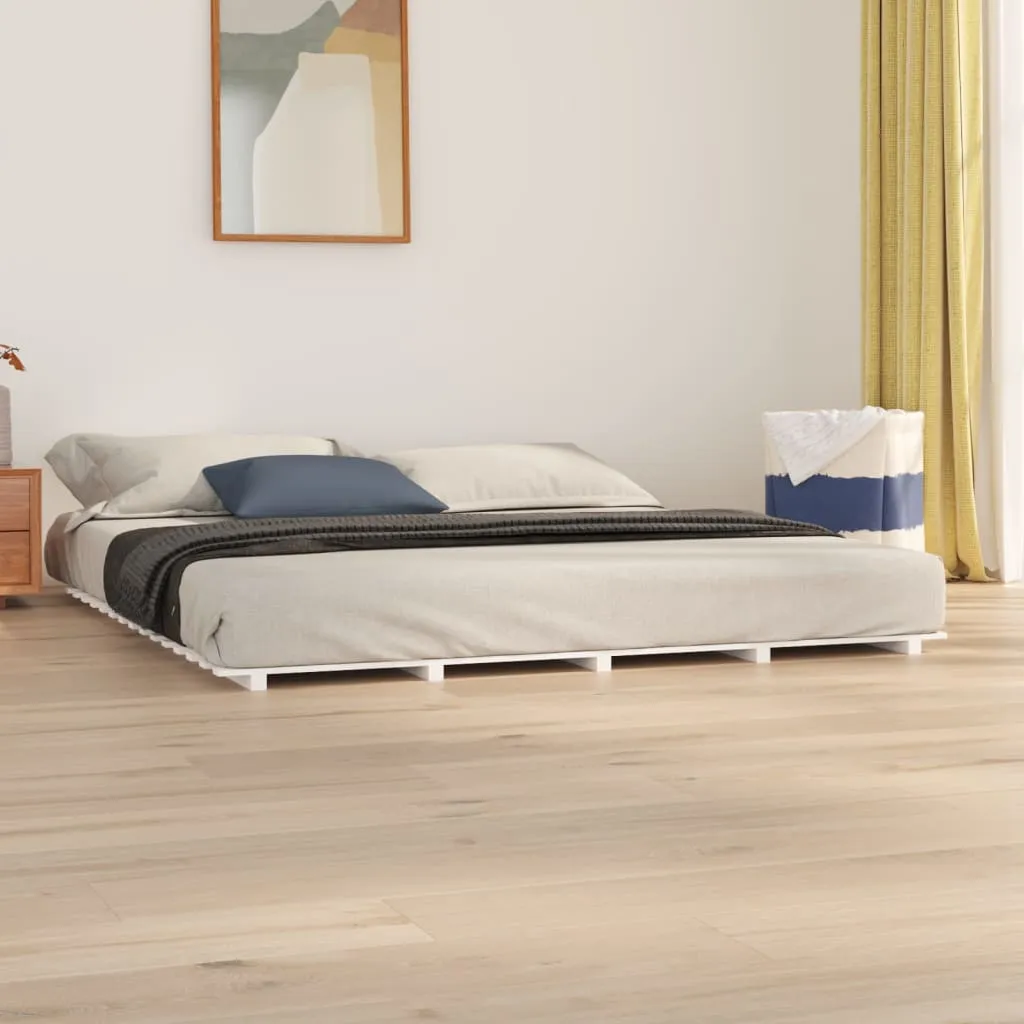 vidaXL Giroletto Bianco 200x200 cm in Legno Massello di Pino