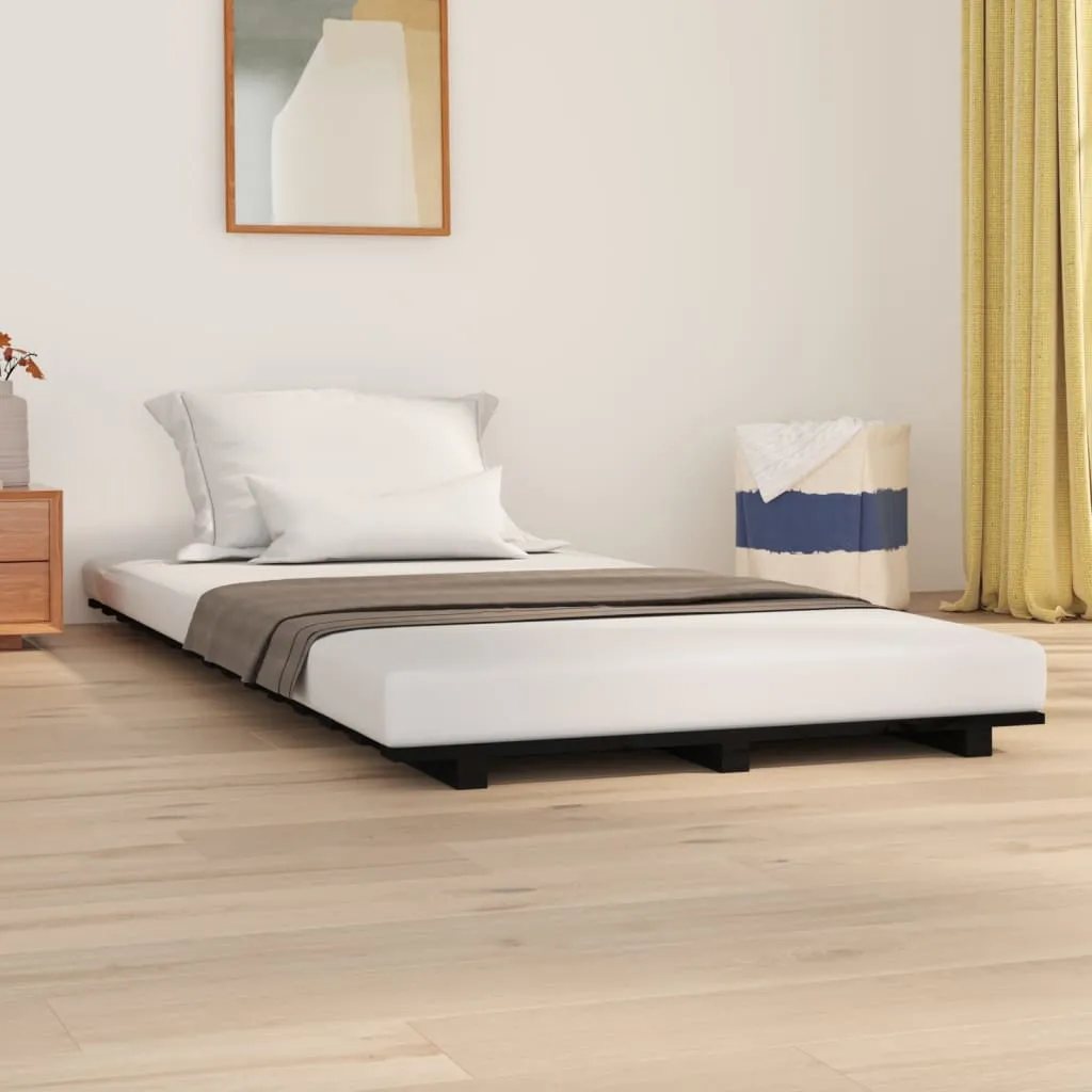 vidaXL Giroletto Nero 75x190 cm in Legno Massello di Pino