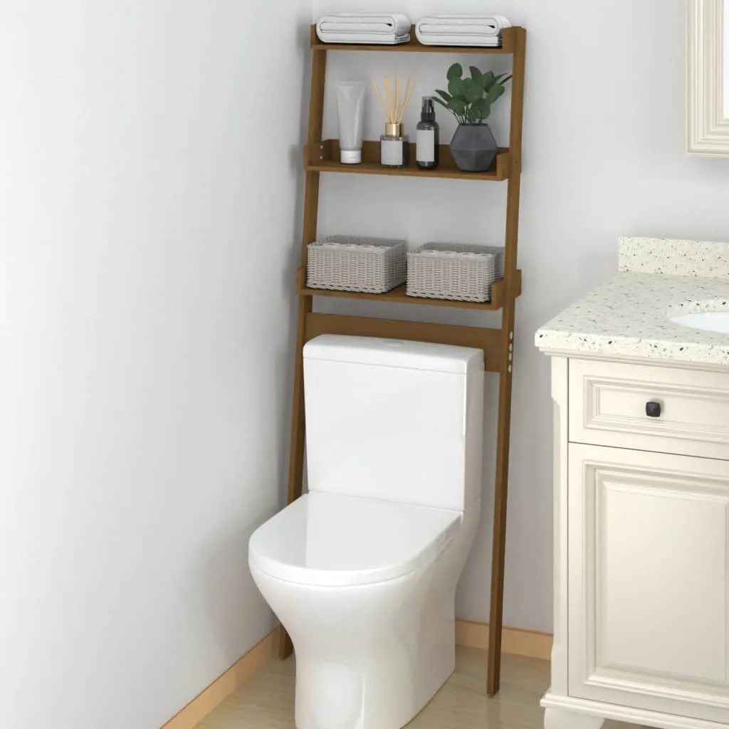 vidaXL Rastrelliera da Bagno Miele 63,5x32x179 cm Legno Massello Pino