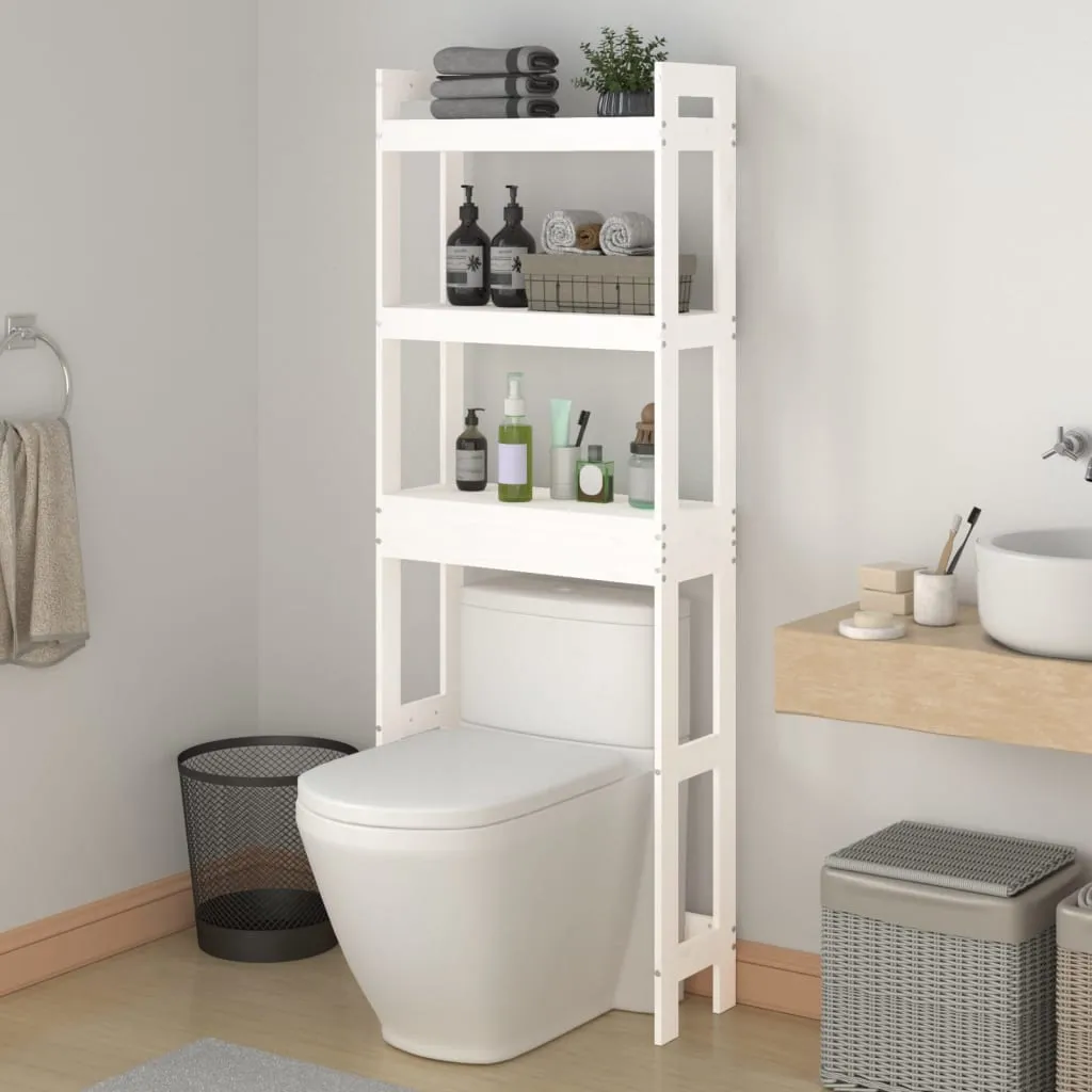 vidaXL Rastrelliera da Bagno Bianca 63x26x171 cm Legno Massello Pino