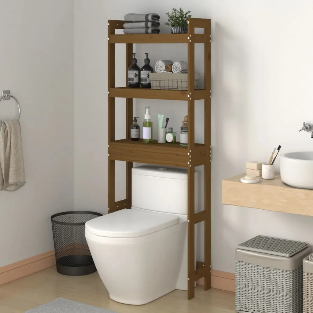 vidaXL Rastrelliera da Bagno Miele 63x26x171 cm Legno Massello Pino