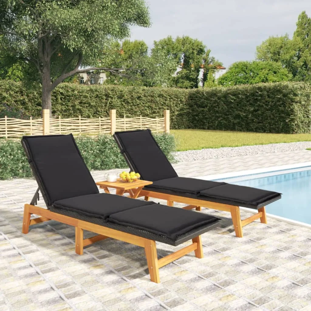 vidaXL Set Mobili da Giardino 3 pz Polyrattan e Legno Massello Acacia