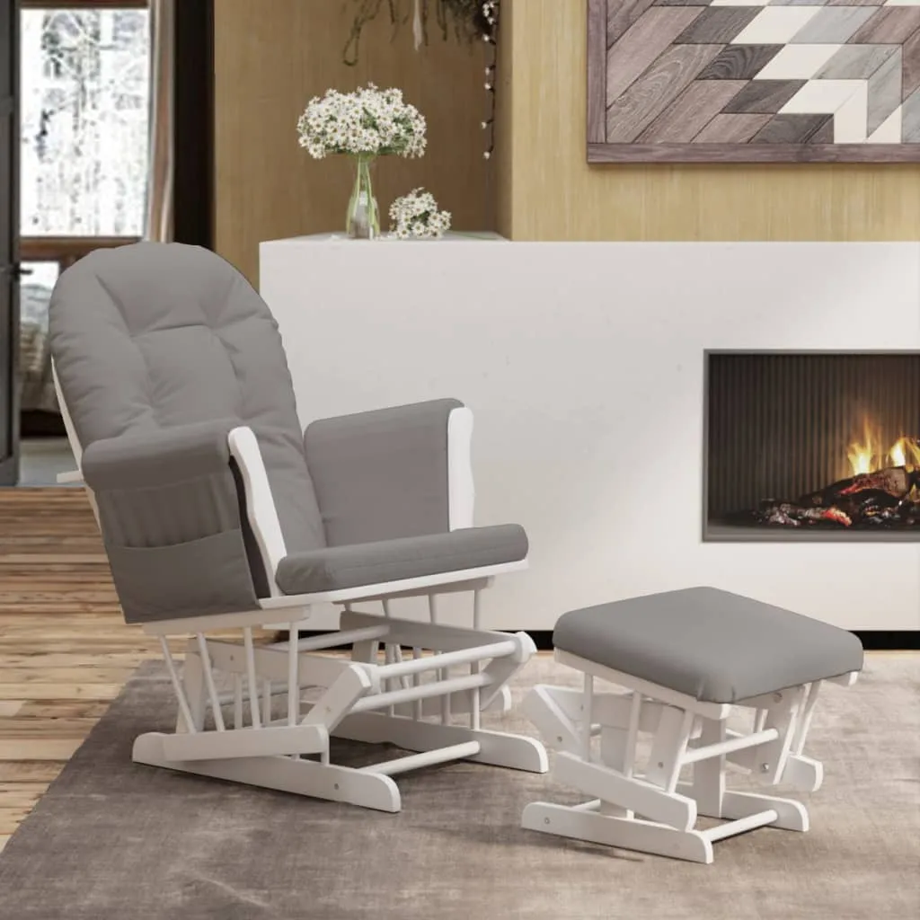 vidaXL Poltrona Glider con Sgabello Grigio Chiaro in Tessuto