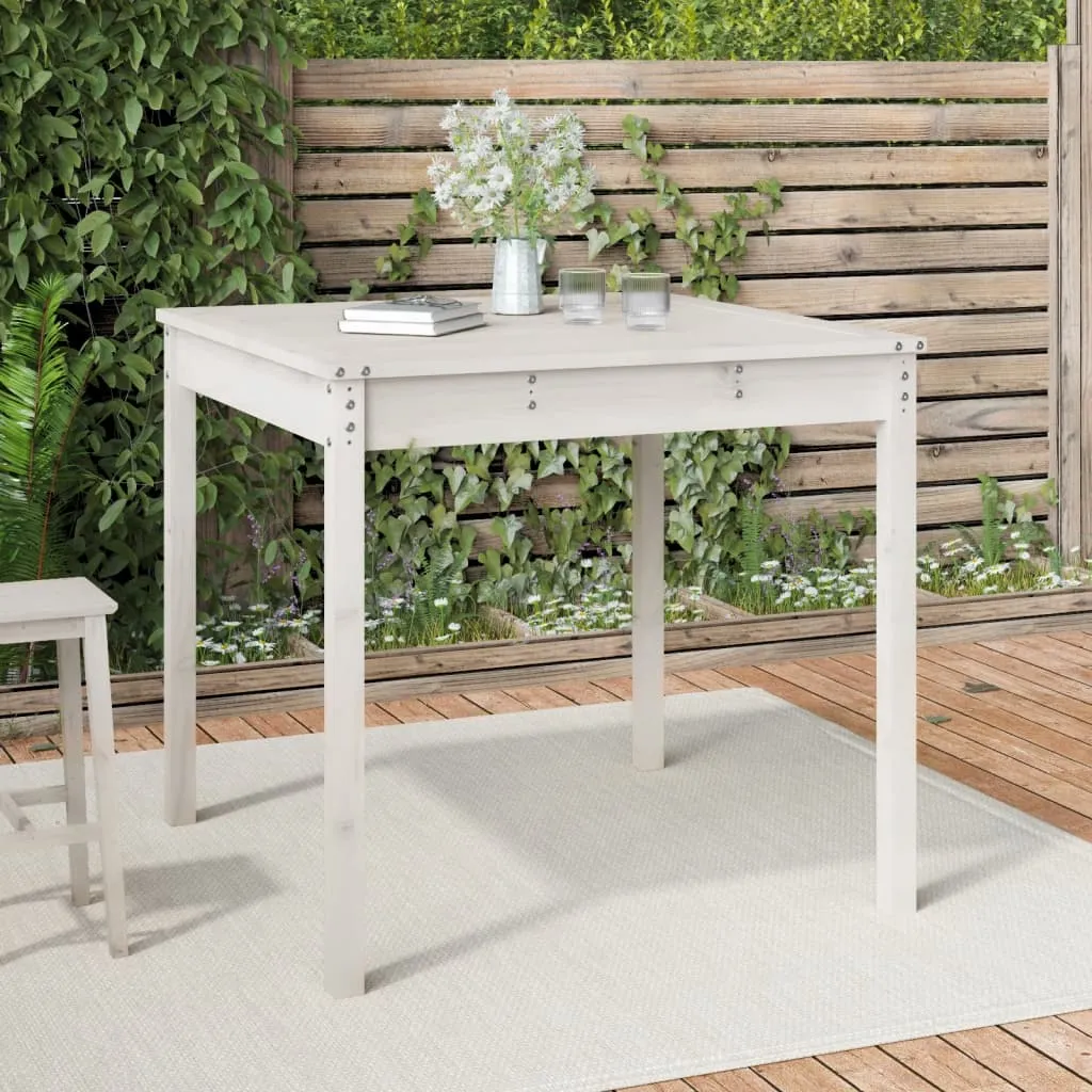 vidaXL Tavolo da Giardino Bianco 82,5x82,5x76cm Legno Massello di Pino