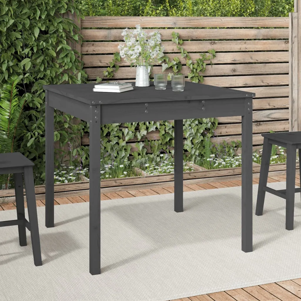 vidaXL Tavolo da Giardino Grigio 82,5x82,5x76 cm Legno Massello Pino