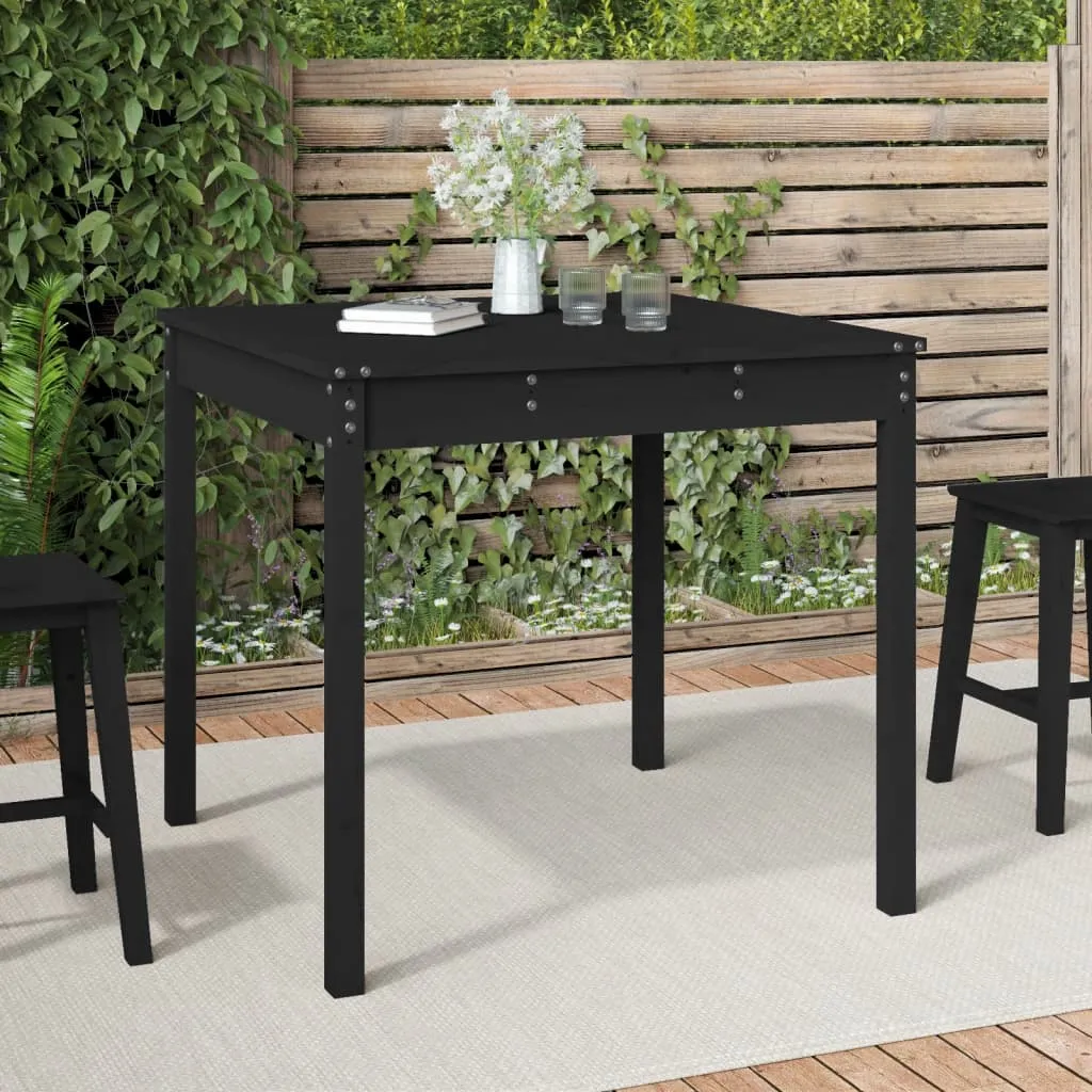 vidaXL Tavolo da Giardino Nero 82,5x82,5x76 cm Legno Massello di Pino