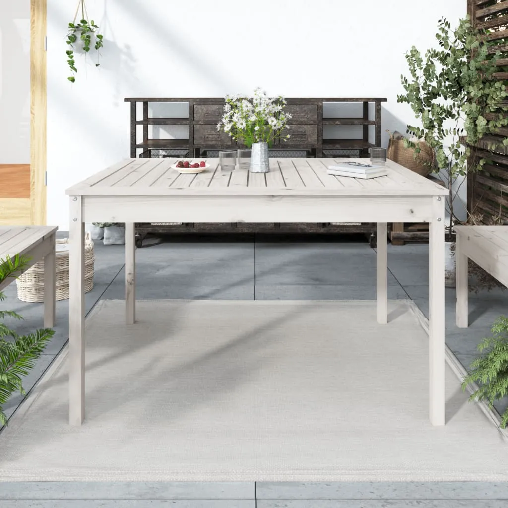 vidaXL Tavolo da Giardino Bianco 121x82,5x76 cm Legno Massello di Pino