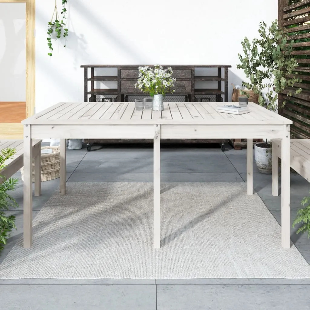 vidaXL Tavolo da Giardino Bianco 159,5x82,5x76cm Legno Massello Pino