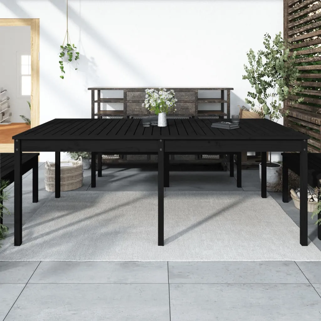 vidaXL Tavolo da Giardino Nero 203,5x100x76 cm Legno Massello di Pino