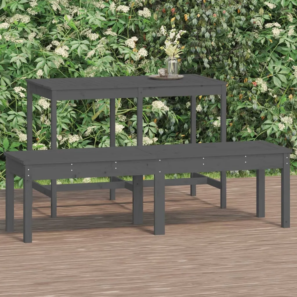 vidaXL Panca Giardino 2 Posti Grigia 159,5x44x45cm Legno Massello Pino