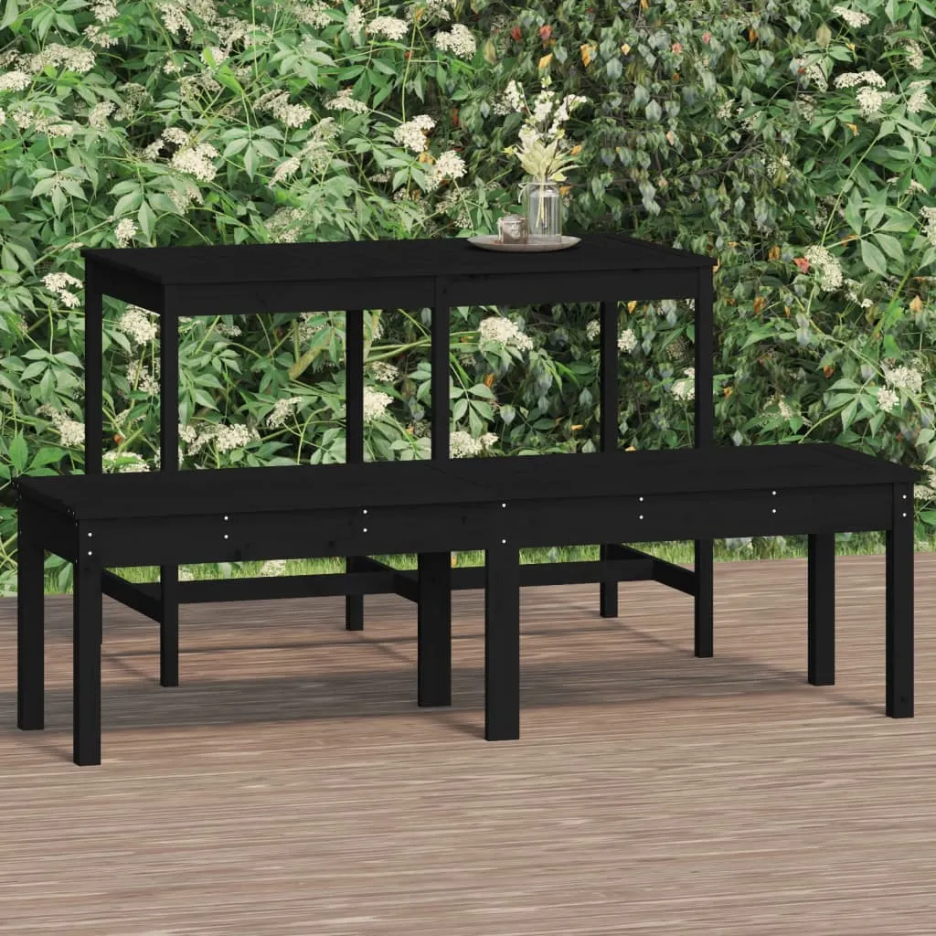 vidaXL Panca Giardino 2 Posti Nera 159,5x44x45cm Legno Massello Pino