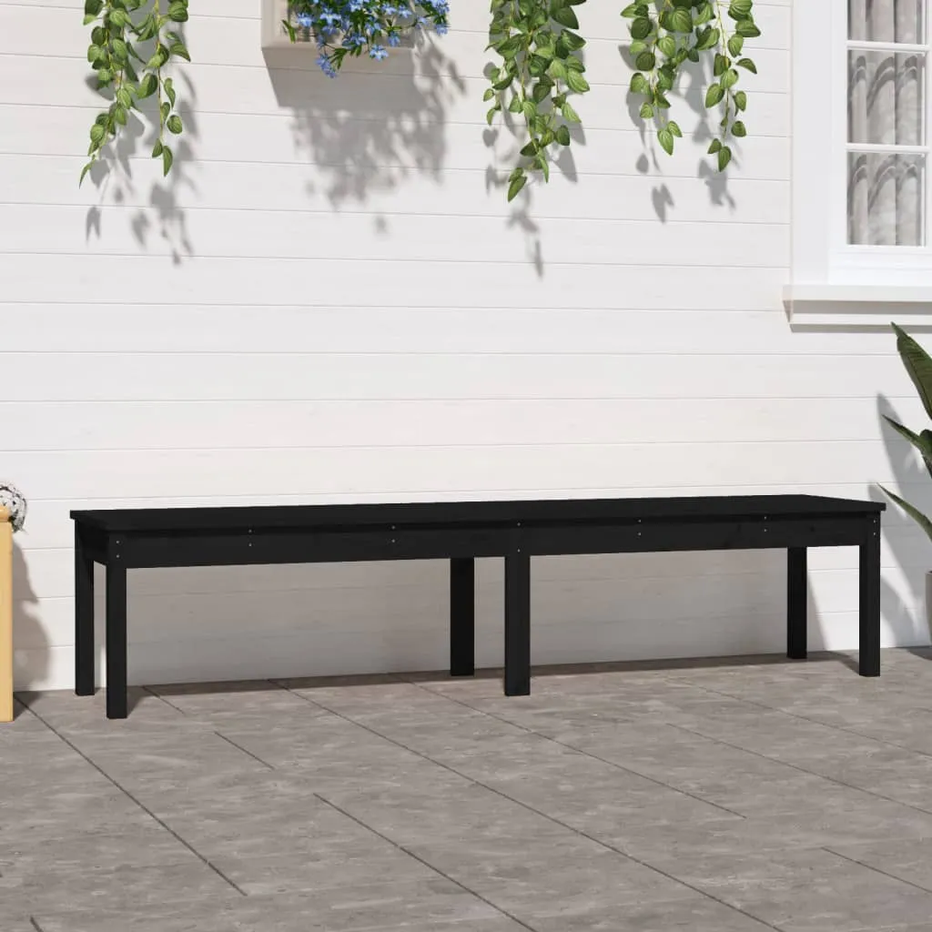 vidaXL Panca Giardino 2 Posti Nera 203,5x44x45cm Legno Massello Pino