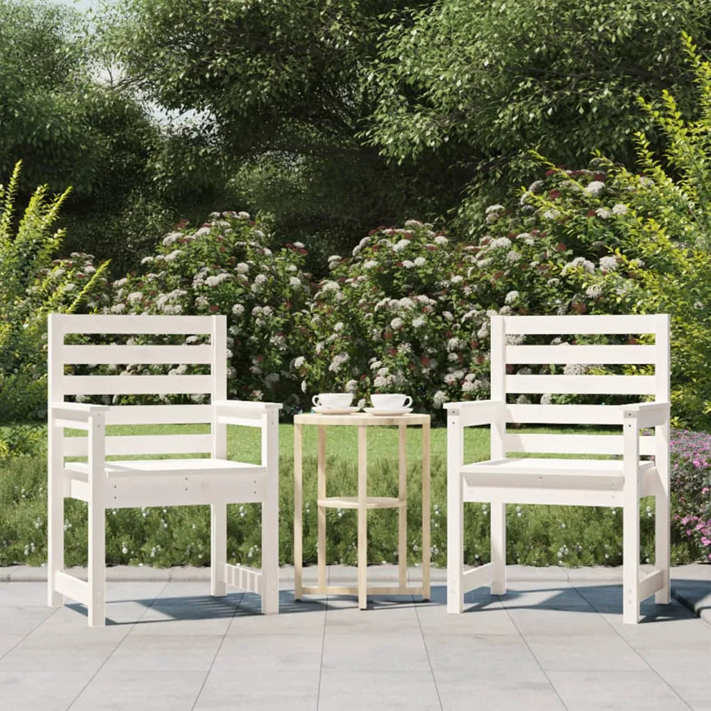 vidaXL Sedie da Giardino 2pz Bianche 60x48x91cm Legno Massello di Pino