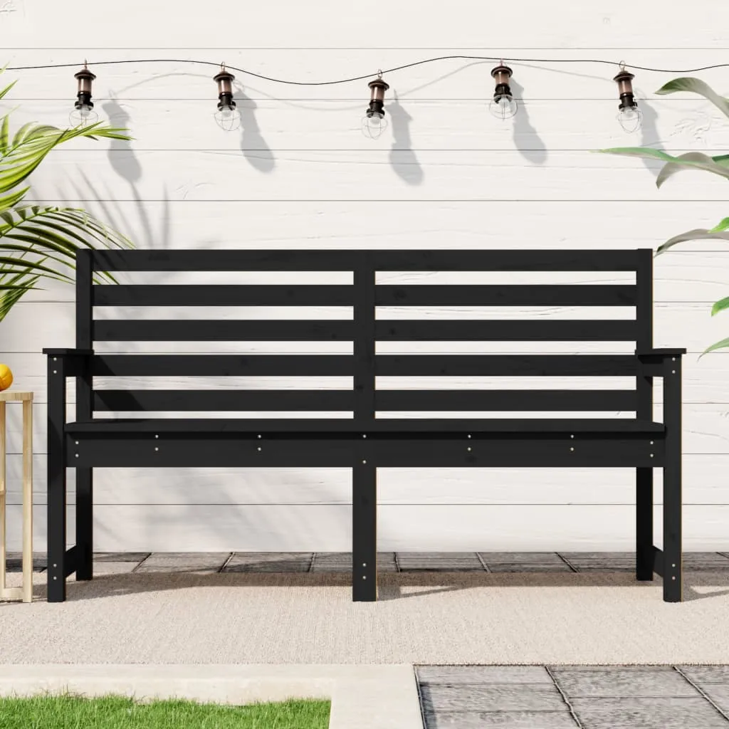 vidaXL Panca da Giardino Nera 159,5x48x91,5 cm Legno Massello di Pino