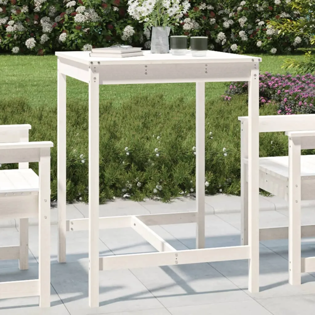 vidaXL Tavolo da Giardino Bianco 82,5x82,5x110cm Legno Massello Pino