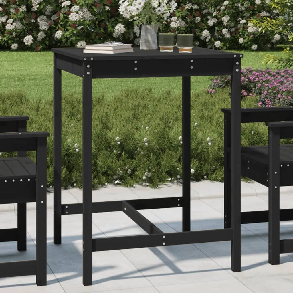 vidaXL Tavolo da Giardino Nero 82,5x82,5x110cm Legno Massello di Pino