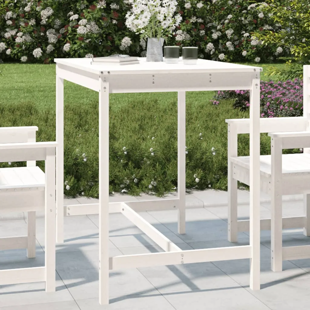 vidaXL Tavolo da Giardino Bianco 121x82,5x110cm Legno Massello di Pino