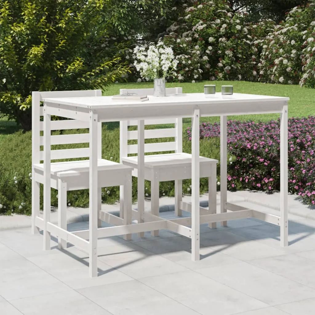 vidaXL Tavolo da Giardino Bianco 159,5x82,5x110 cm Legno Massello Pino