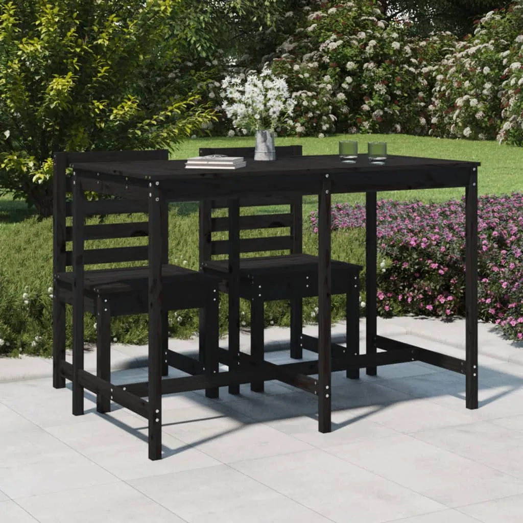 vidaXL Tavolo da Giardino Nero 159,5x82,5x110cm Legno Massello di Pino