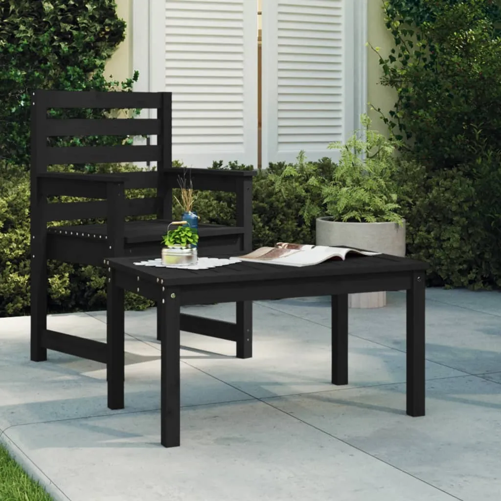 vidaXL Tavolo da Giardino Nero 82,5x50,5x45 cm Legno Massello Pino