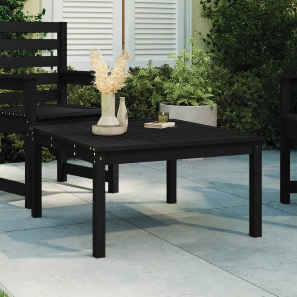 vidaXL Tavolo da Giardino Nero 82,5x82,5x45 cm Legno Massello di Pino