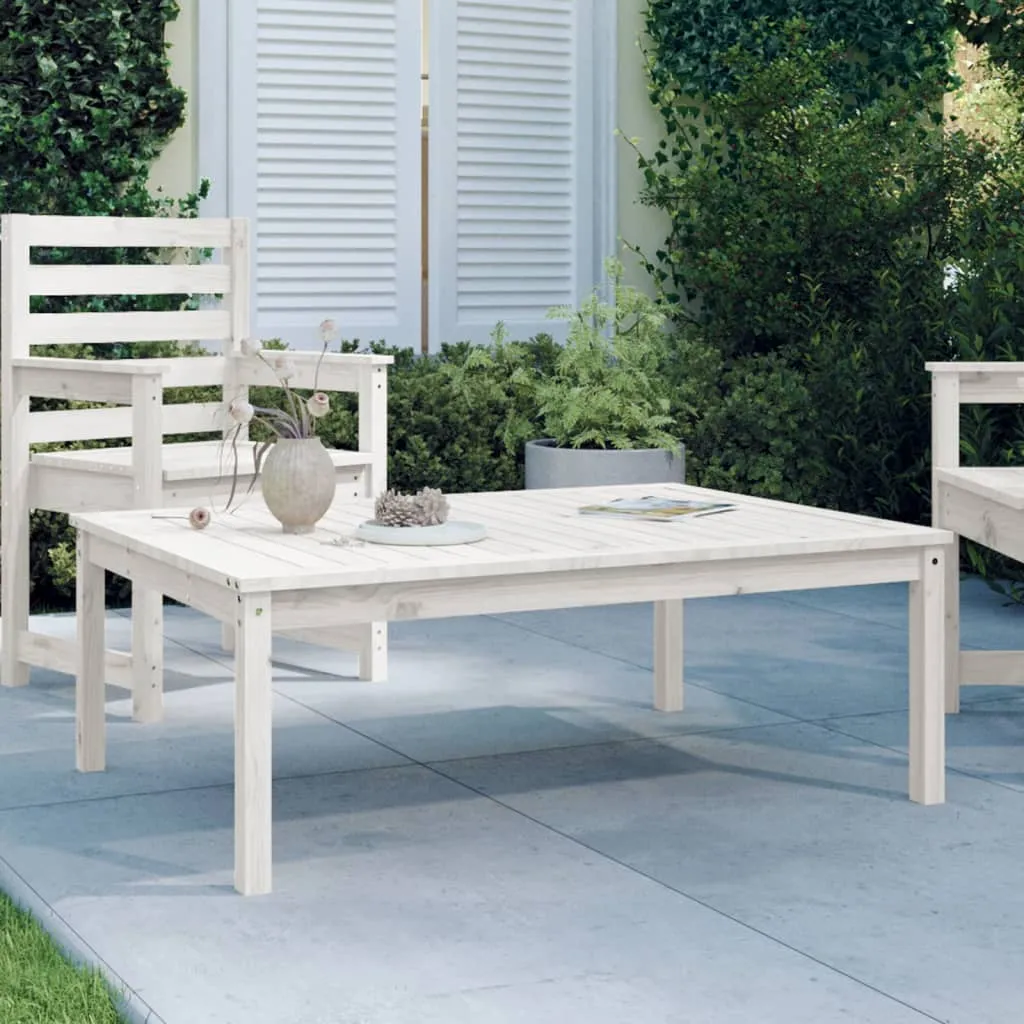 vidaXL Tavolo da Giardino Bianco 121x82,5x45 cm Legno Massello di Pino