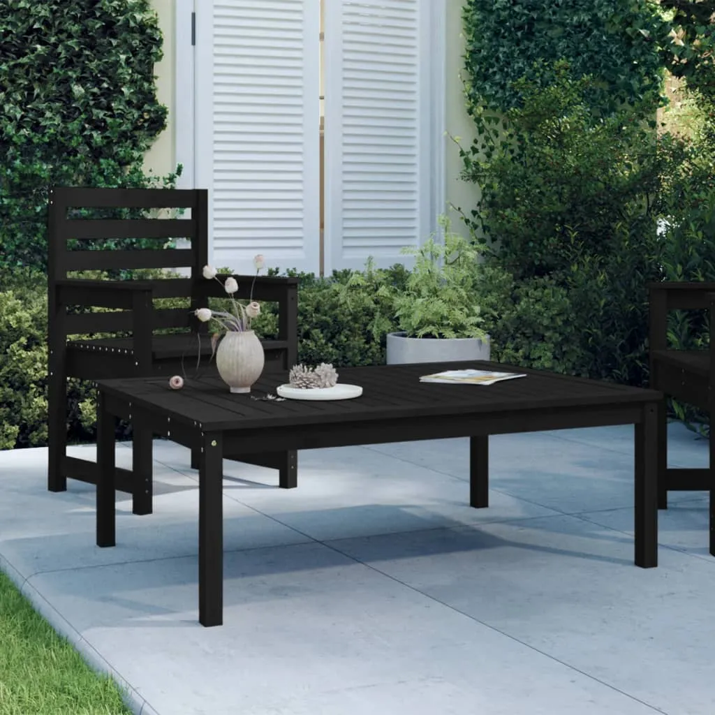 vidaXL Tavolo da Giardino Nero 121x82,5x45 cm Legno Massello di Pino